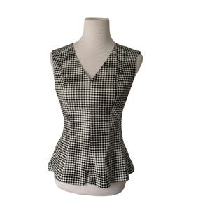 White House Black Market Black and White Checkered Tank Top